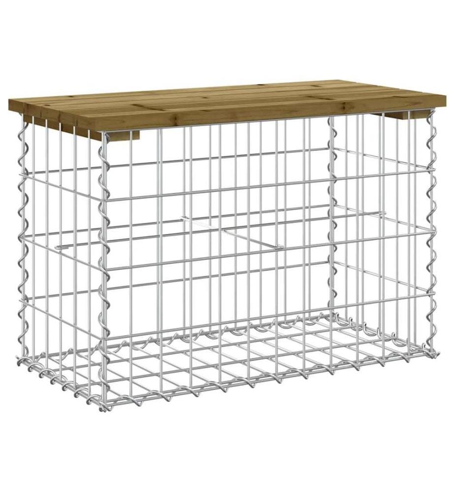 Gartenbank aus Gabionen 63x31,5x42 cm Kiefernholz Imprägniert