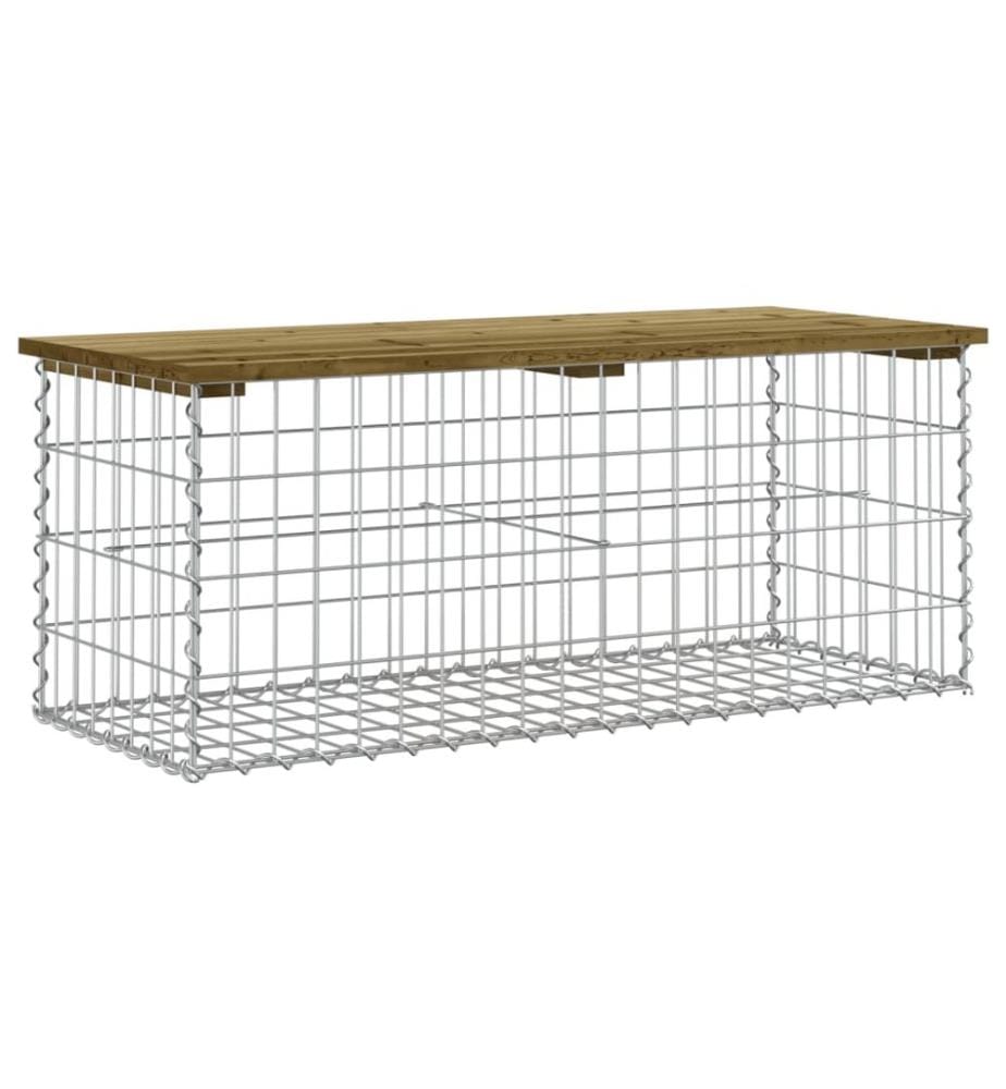 Gartenbank aus Gabionen 103x44x42 cm Kiefernholz Imprägniert