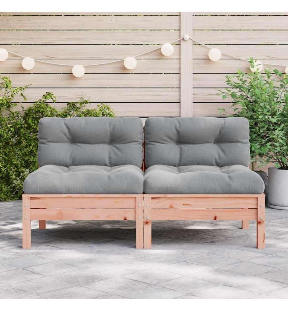 Gartensofa ohne Armlehnen mit Kissen 2Stk. Massivholz Douglasie