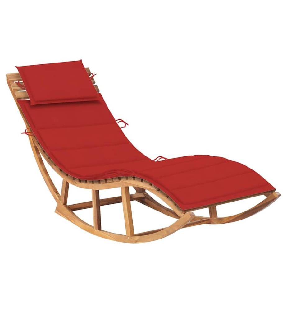 Chaise longue a dondolo con cuscino Legno di teak solido