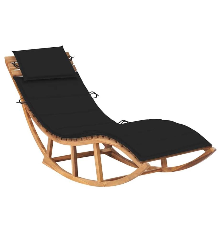 Chaise longue a dondolo con cuscino Legno di teak solido