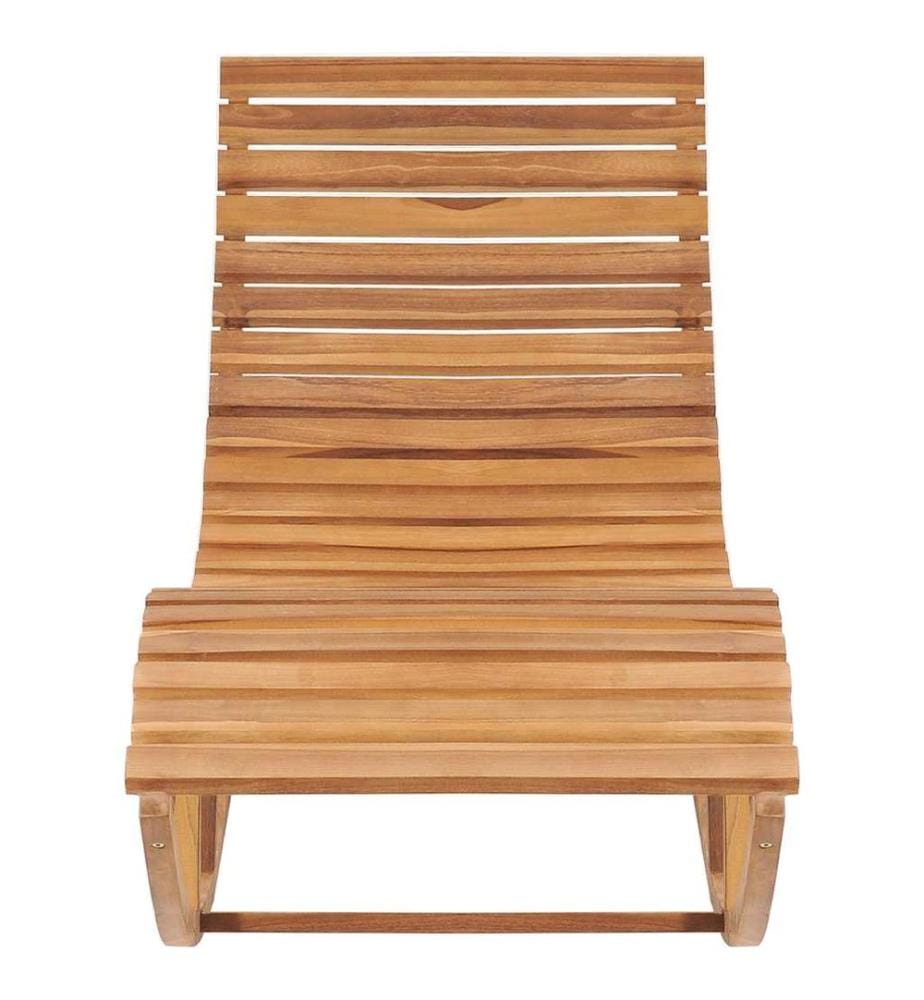 Chaise longue à bascule avec coussin Bois de teck solide
