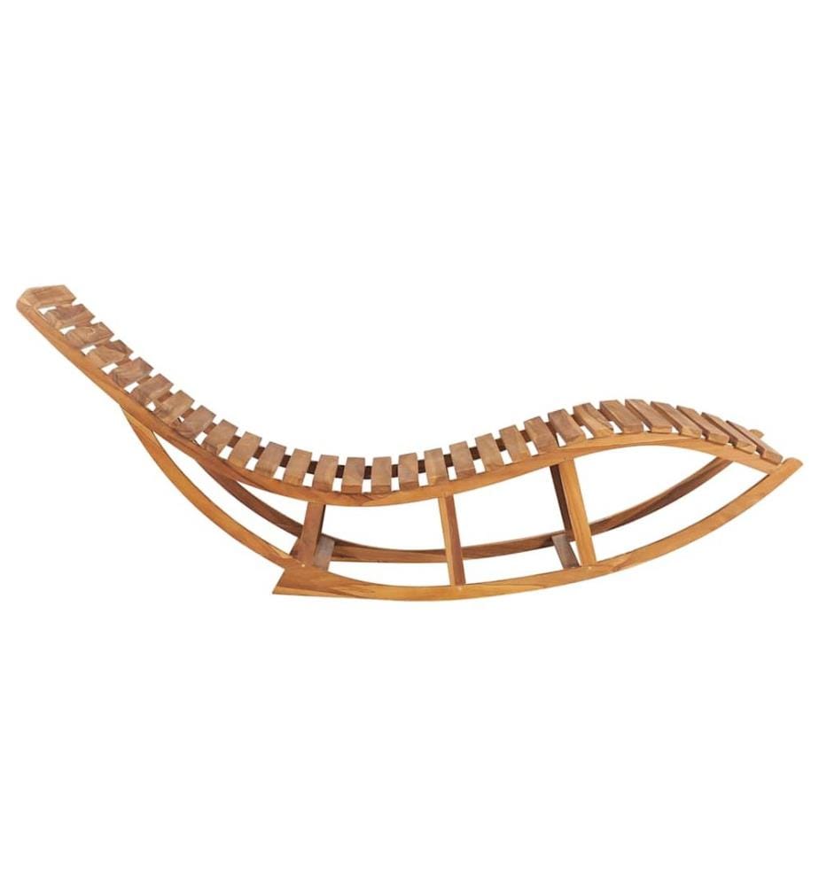 Chaise longue à bascule avec coussin Bois de teck solide