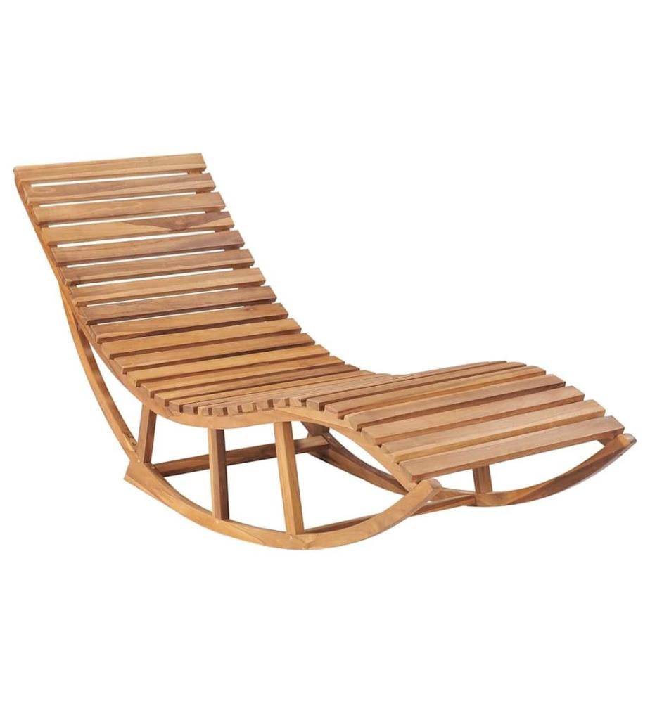 Chaise longue a dondolo con cuscino Legno di teak solido