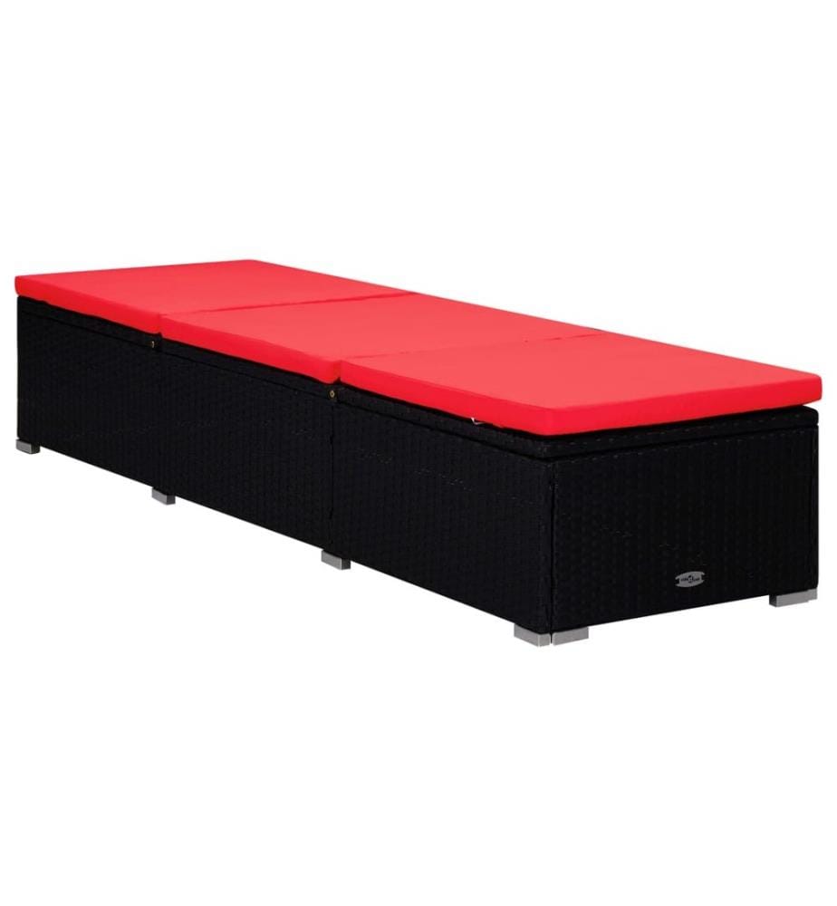 Chaise longue con cuscino e tavolino da tè Resina intrecciata Rosso