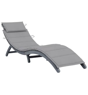 Lounge Chair with Cushion Grey Solid Acacia Wood