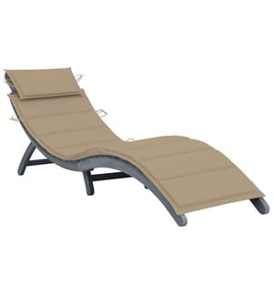 Lounge Chair with Cushion Grey Solid Acacia Wood