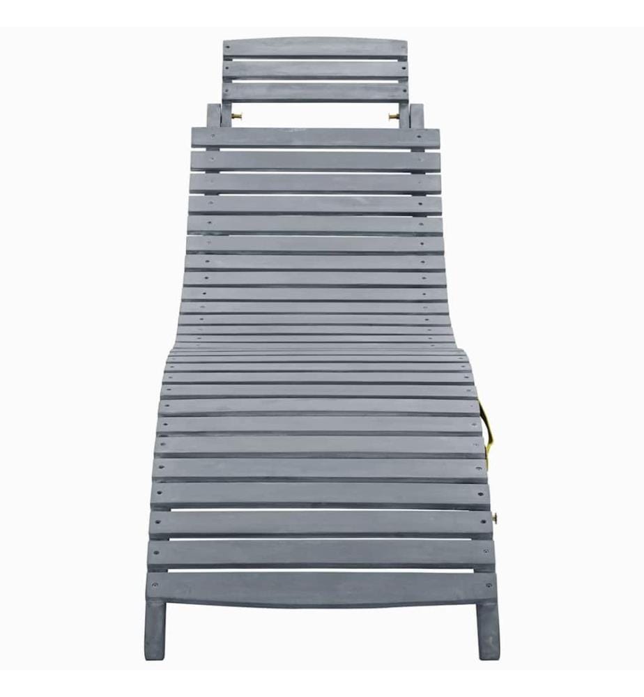 Lounge Chair with Cushion Grey Solid Acacia Wood