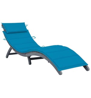 Lounge Chair with Cushion Grey Solid Acacia Wood