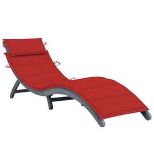 Lounge Chair with Cushion Grey Solid Acacia Wood