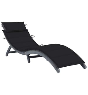 Lounge Chair with Cushion Grey Solid Acacia Wood