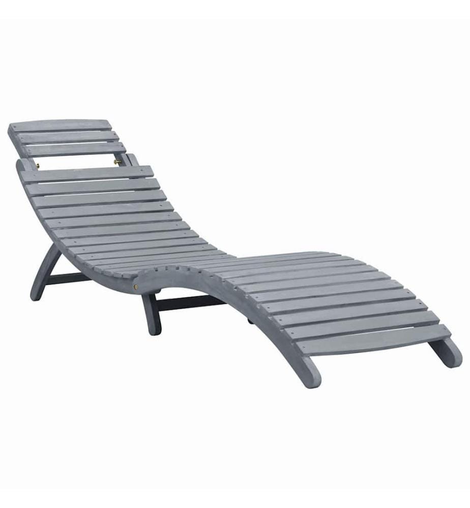 Lounge Chair with Cushion Grey Solid Acacia Wood