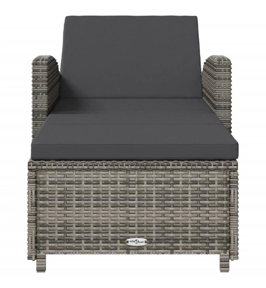 Sonnenliege mit Dunkelgrauer Auflage Poly Rattan Grau