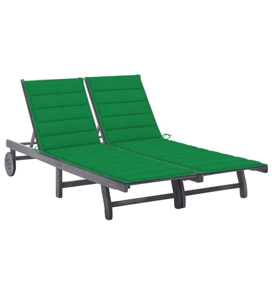 Chaise longue da giardino 2 posti con cuscino Grigio Acacia