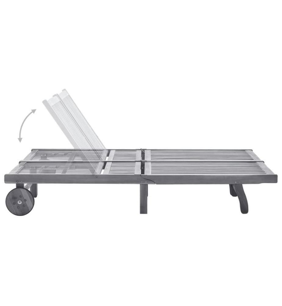 Chaise longue da giardino 2 posti con cuscino Grigio Acacia