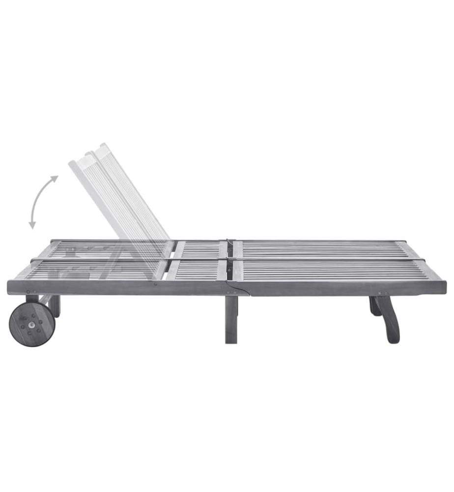 Chaise longue da giardino 2 posti con cuscino Grigio Acacia