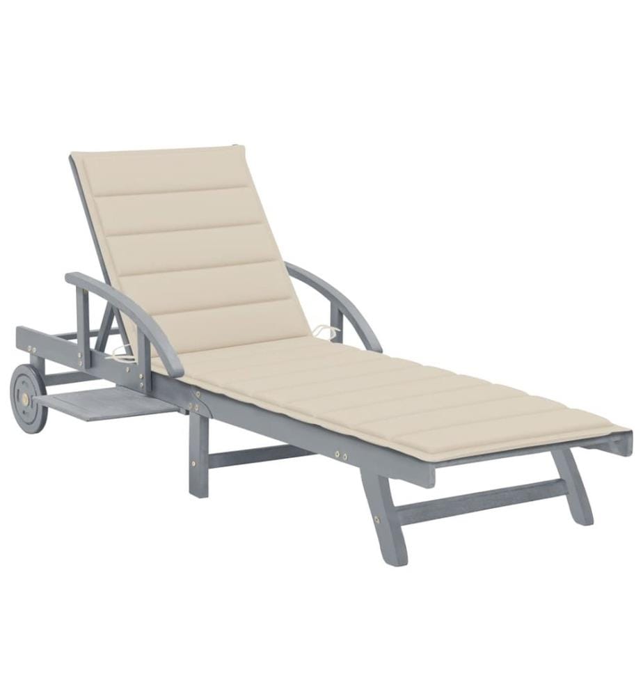 Chaise longue da giardino con cuscino Legno d'acacia solido