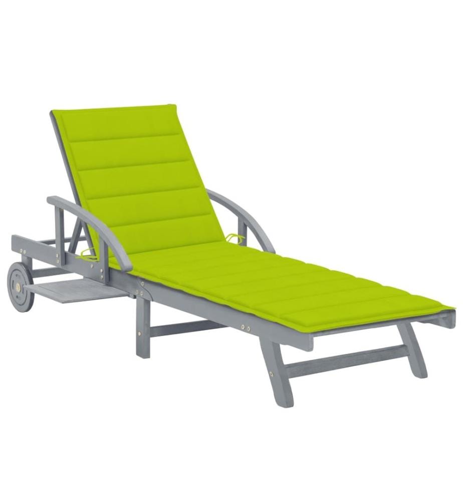 Chaise longue da giardino con cuscino Legno d'acacia solido