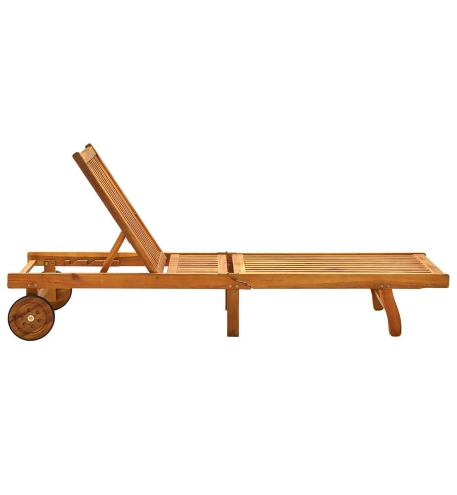 Sdraio da giardino con cuscino in legno di acacia solido