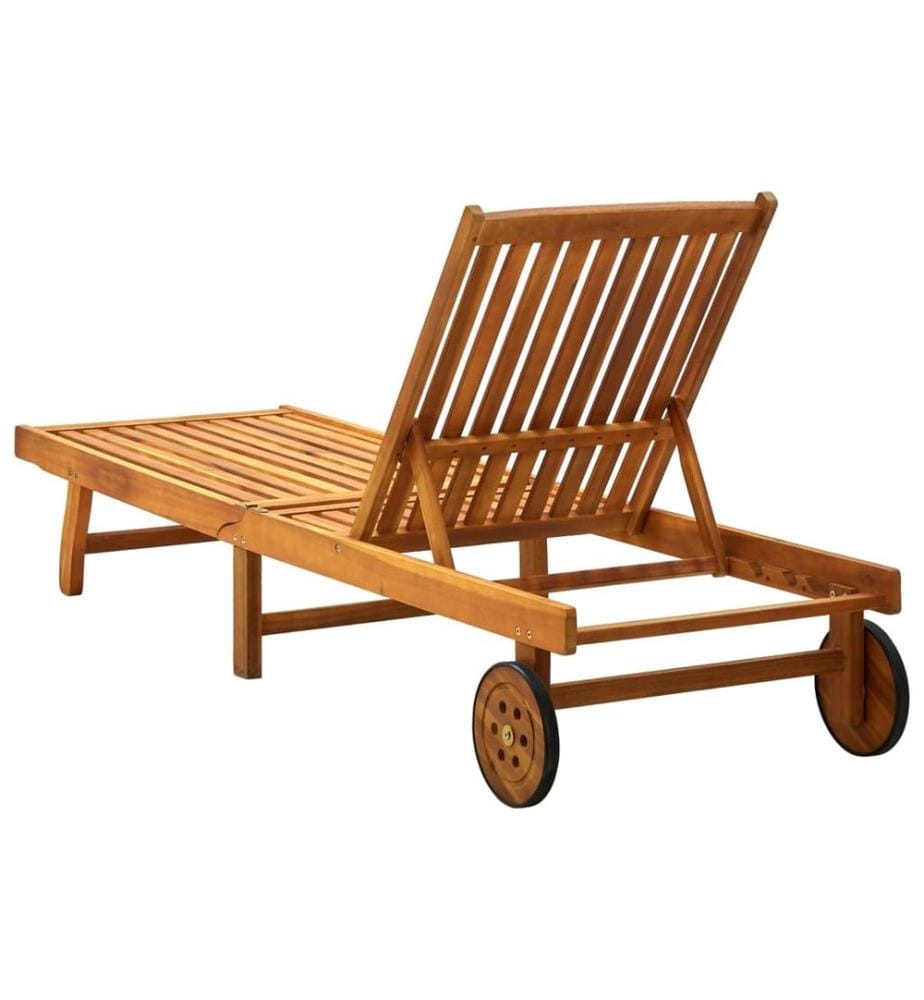 Sdraio da giardino con cuscino in legno di acacia solido