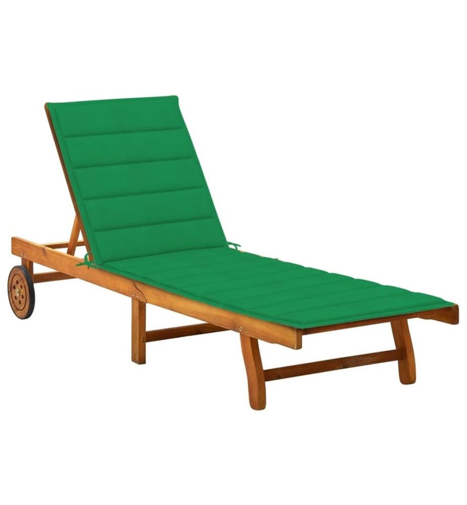 Sdraio da giardino con cuscino in legno di acacia solido