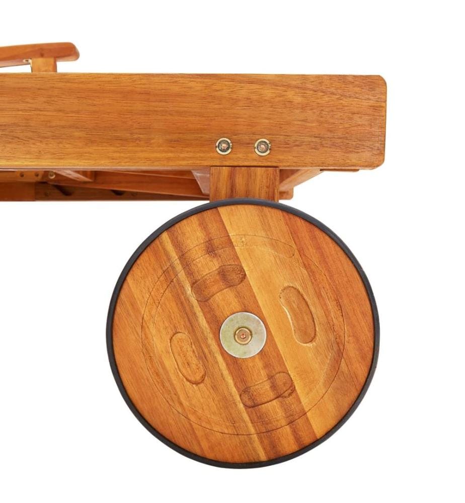 Sdraio da giardino con cuscino in legno di acacia solido