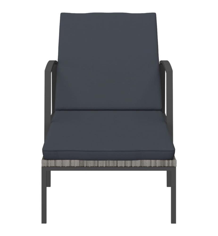 Sonnenliege mit Auflage Poly Rattan Grau