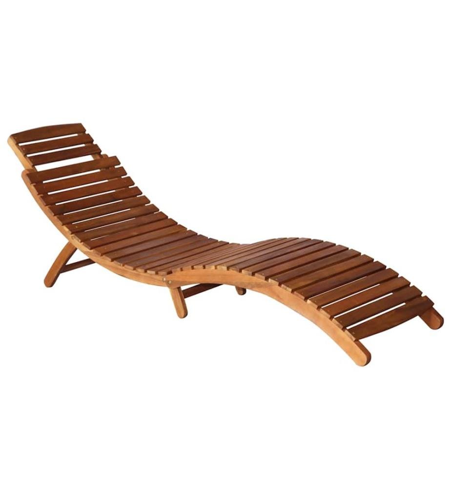 Chaise longue da giardino con tavolo e cuscino Legno d'acacia