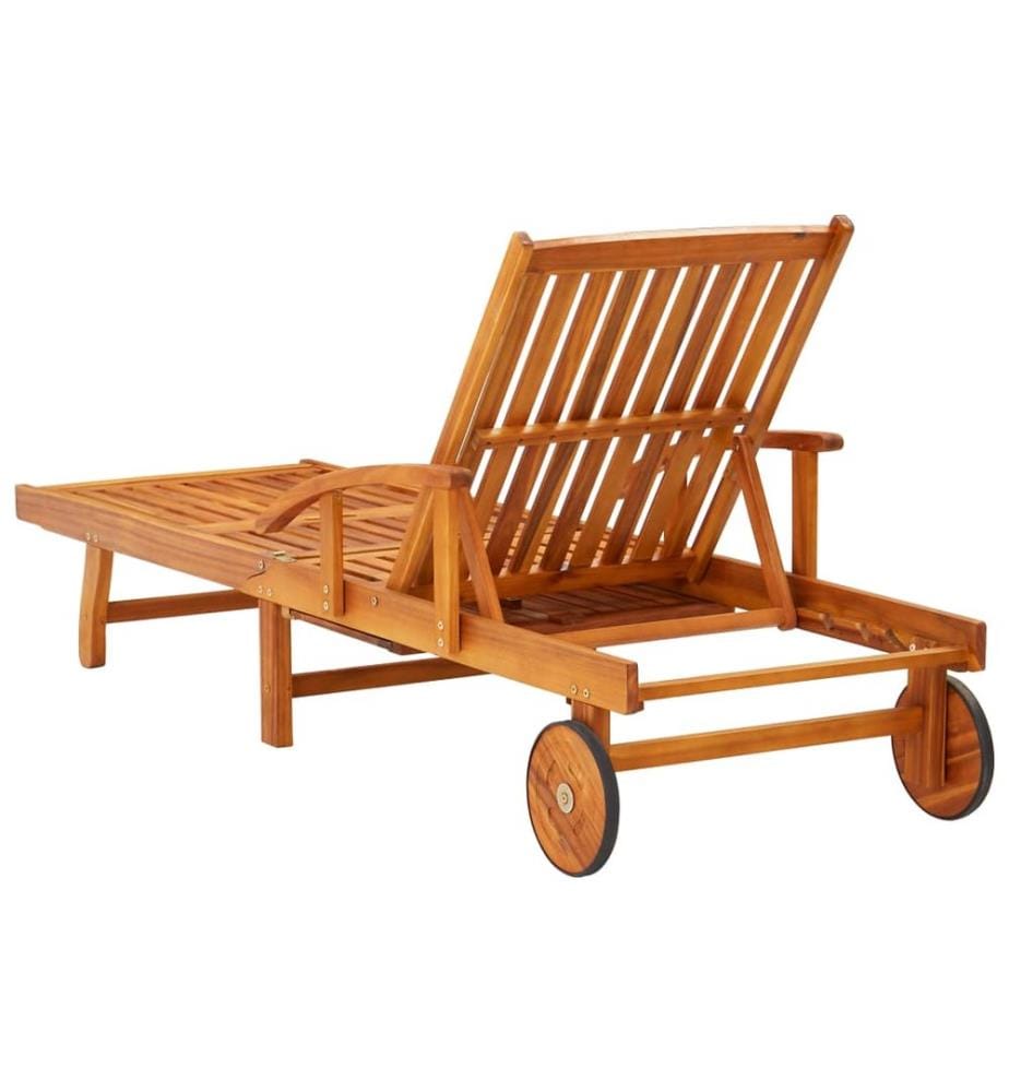 Sdraio da giardino con tavolo e cuscino Legno di acacia