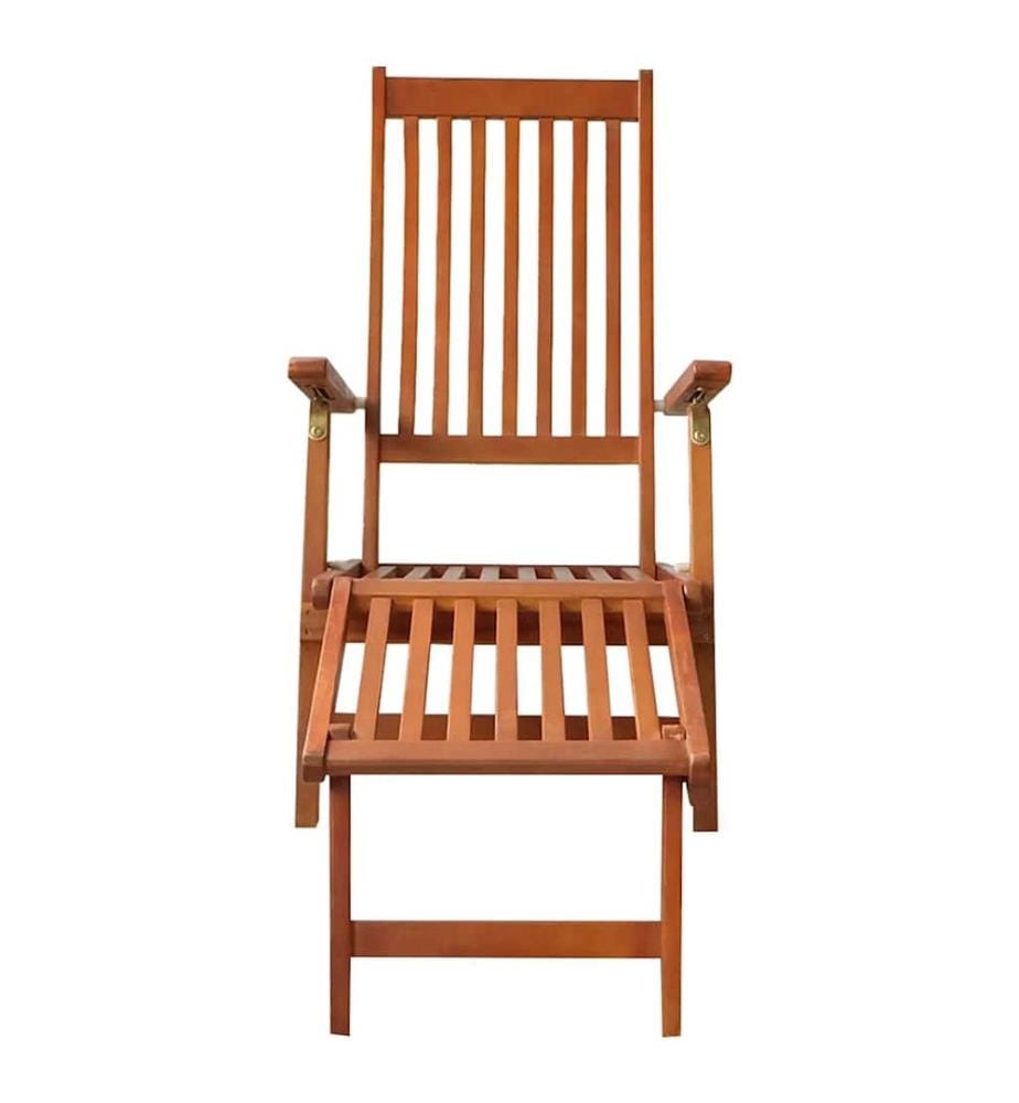 Chaise longue da esterno con poggiapiedi e cuscino Acacia solido