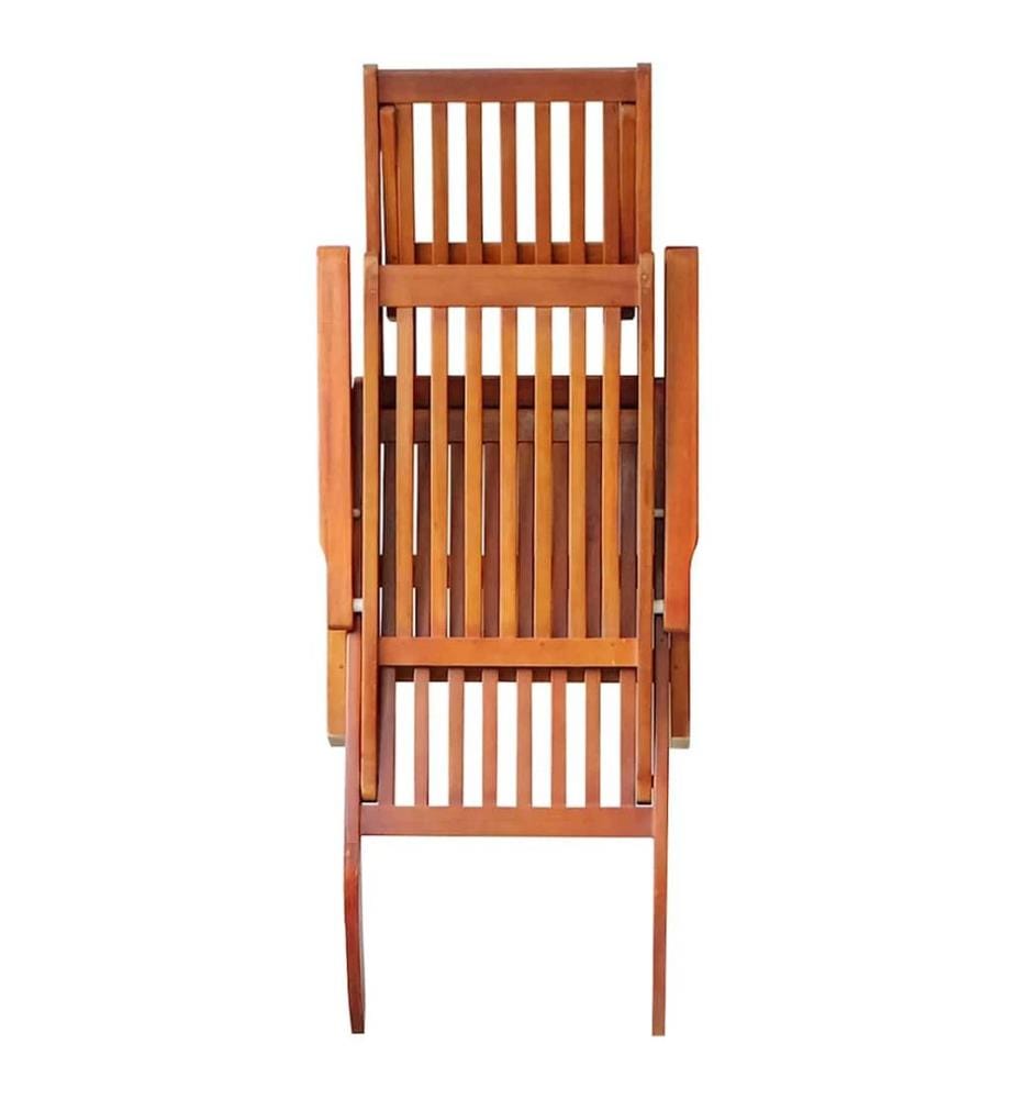 Chaise longue da esterno con poggiapiedi e cuscino Acacia solido