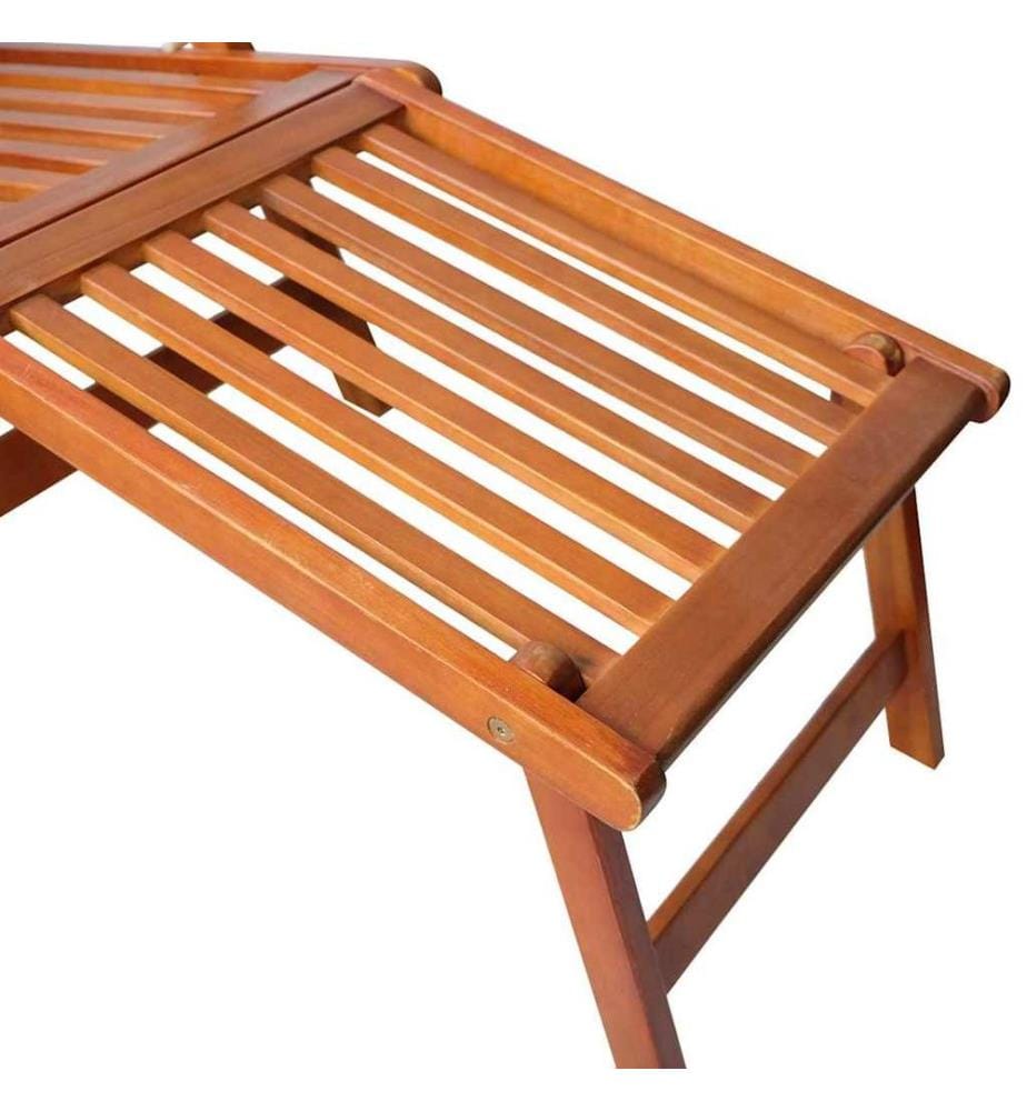 Chaise longue da esterno con poggiapiedi e cuscino Acacia solido