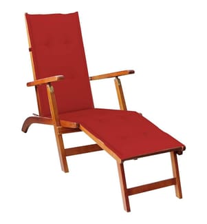 Outdoor Lounge Chair Footrest and Cushion Solid Acacia