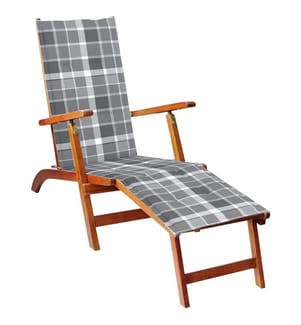 Outdoor Lounge Chair Footrest and Cushion Solid Acacia