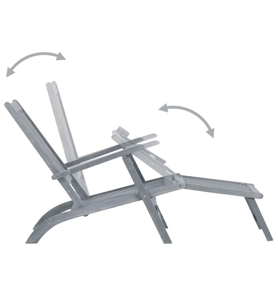 Chaise longue da esterno con poggiapiedi e cuscino Acacia solido