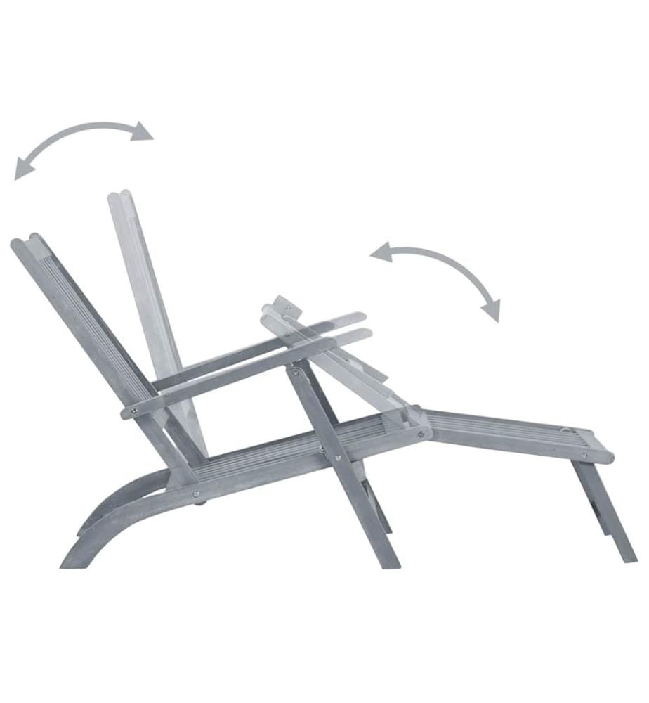 Chaise longue da esterno con poggiapiedi e cuscino Acacia solido