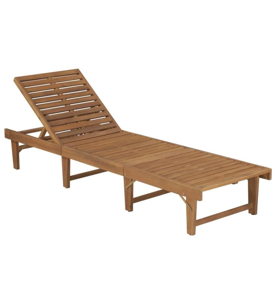 Sdraio pieghevole con cuscino Legno di acacia solido