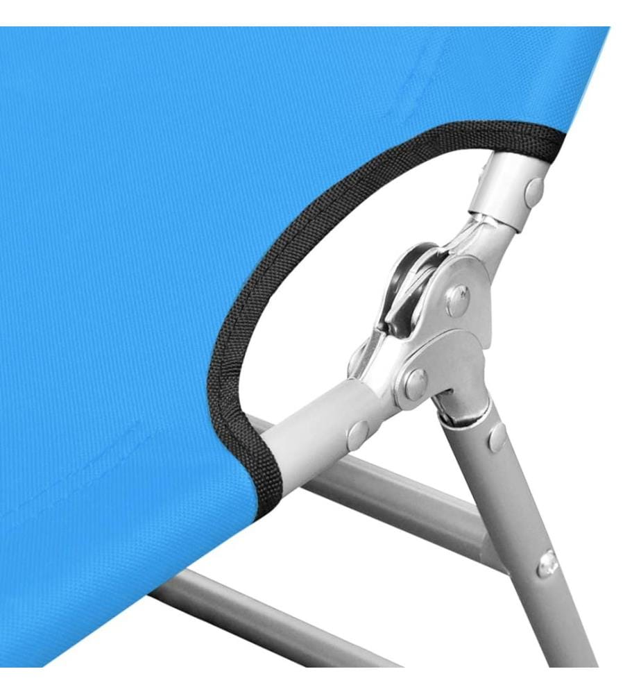 Chaise longue pieghevole con cuscino per la testa Acciaio Blu turchese