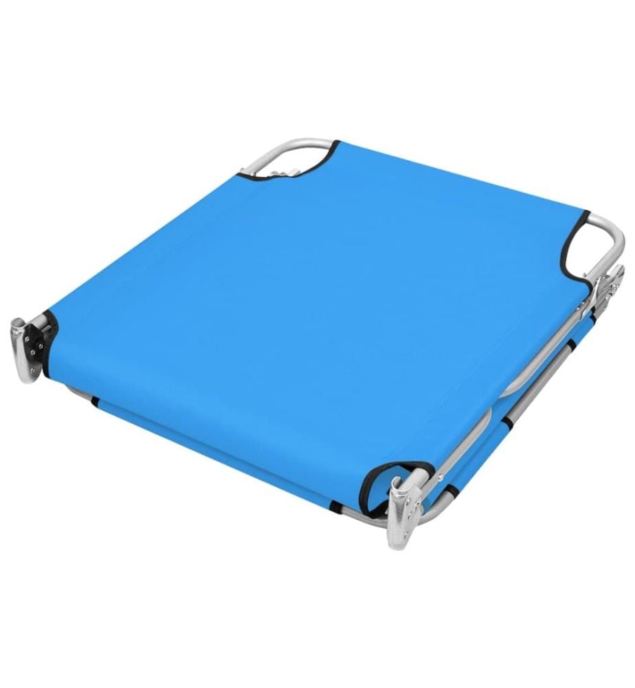 Chaise longue pieghevole con cuscino per la testa Acciaio Blu turchese
