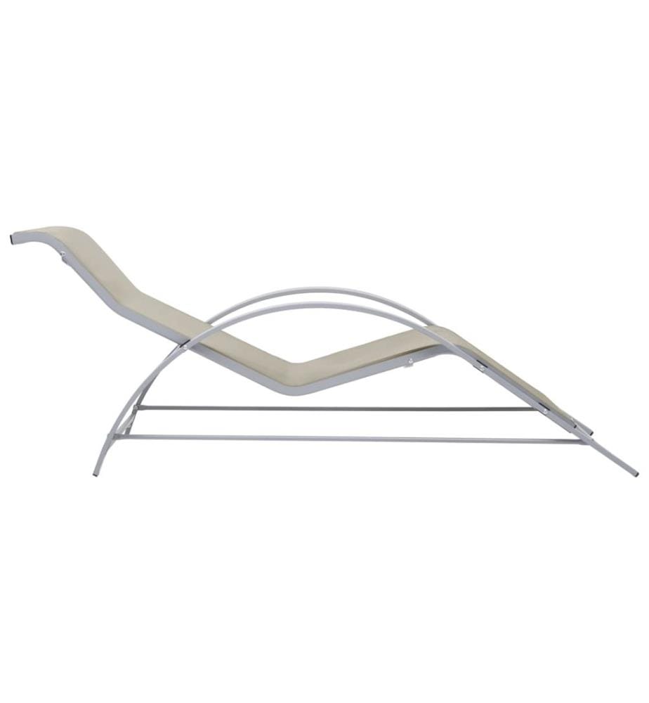 Chaise longue Textilene e alluminio Crema