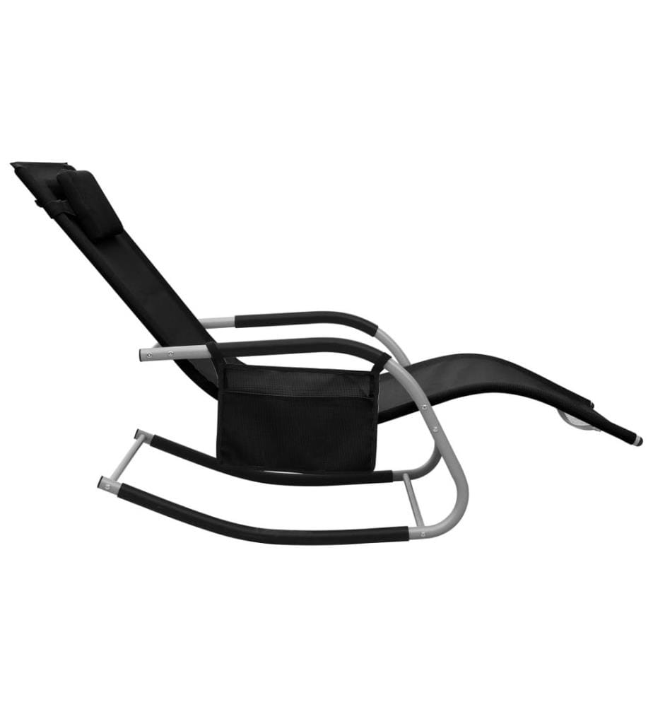 Chaise longue textilène black and grey