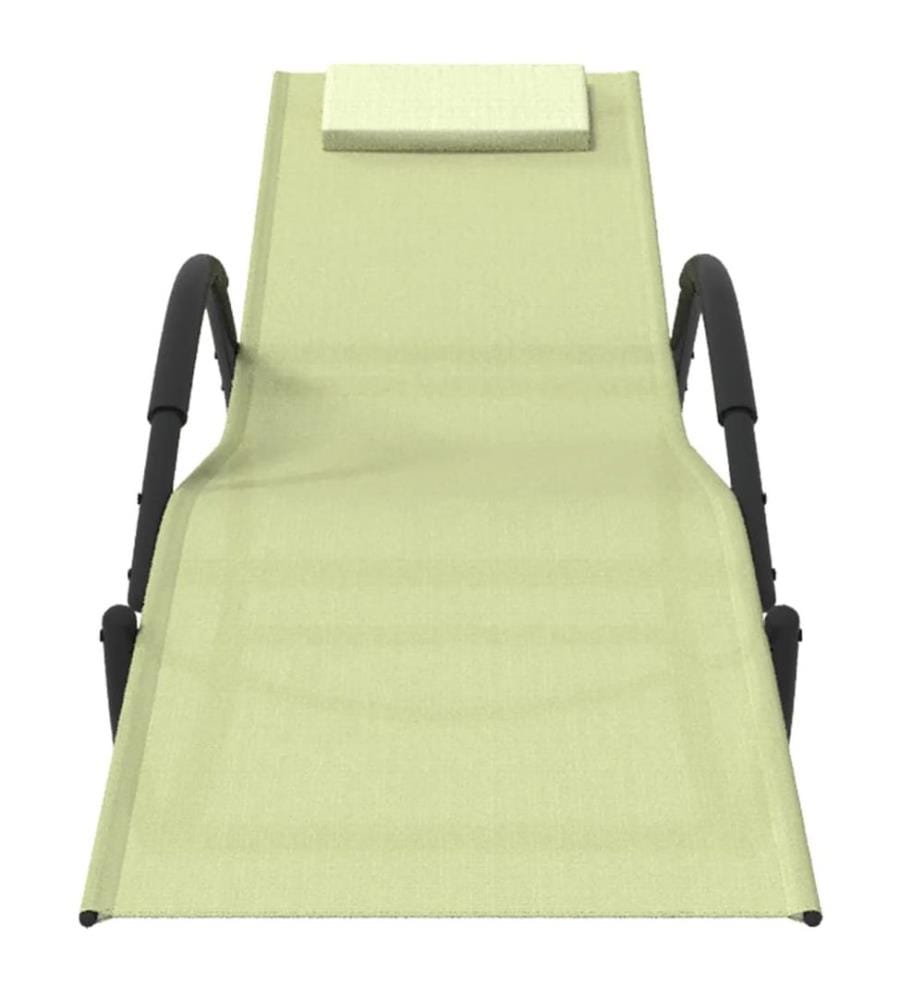 Chaise longues a dondolo lotto di 2 crema acciaio e textilène