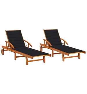 Lounge Chairs set of 2 with cushions Solid Acacia Wood