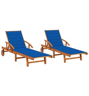 Lounge Chairs set of 2 with cushions Solid Acacia Wood
