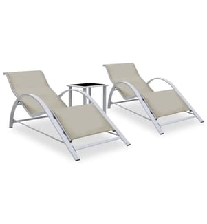 Sonnenliegen 2 Stk. mit Tisch Aluminium Cremeweiss