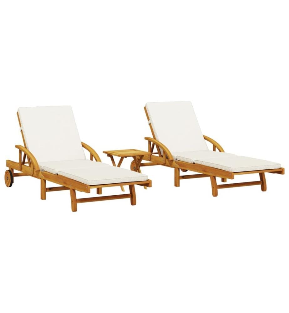Sdraio set di 2 con tavolo legno massiccio di acacia
