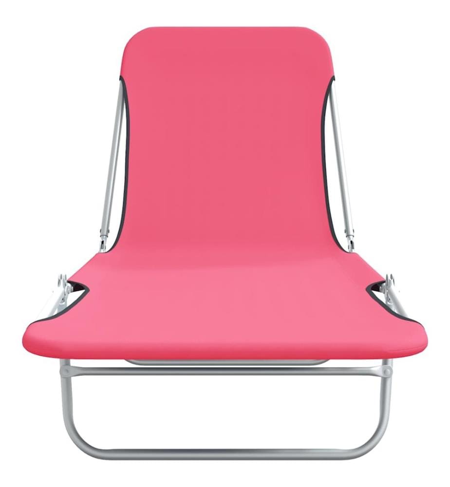 Chaises longues pliables lot de 2 Acier et tissu Rose