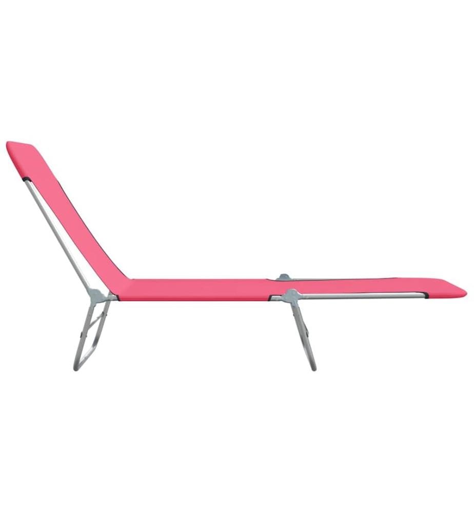 Chaises longues pliables lot de 2 Acier et tissu Rose