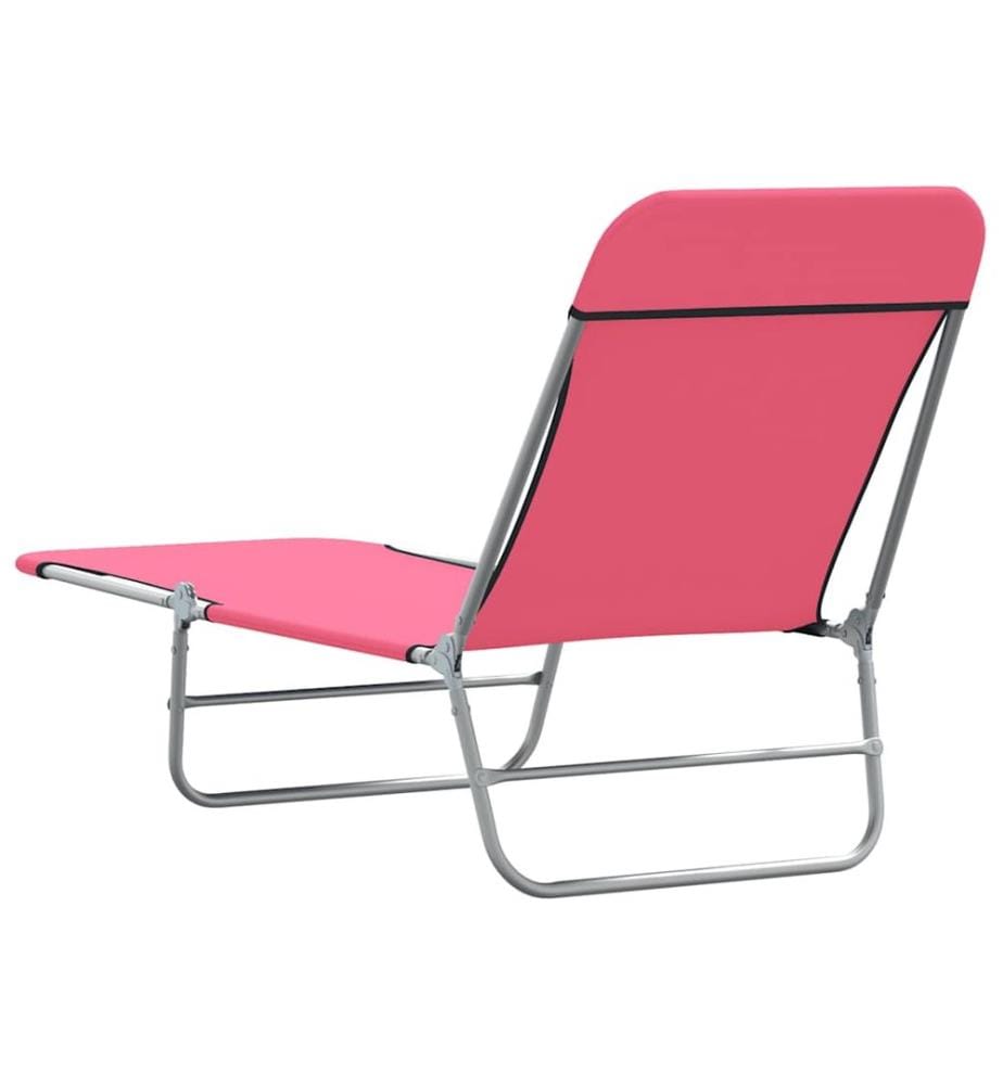 Chaises longues pliables lot de 2 Acier et tissu Rose