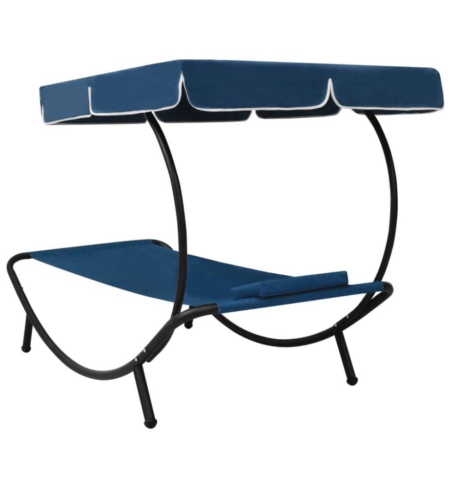 Letto da riposo da esterno con tenda e cuscino blu